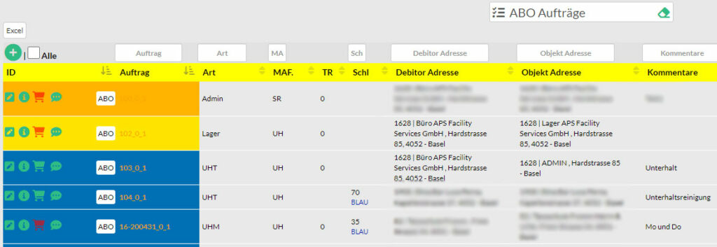 Übersicht Aufträge